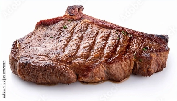 Obraz roasted rib eye beef steak isolated on white background