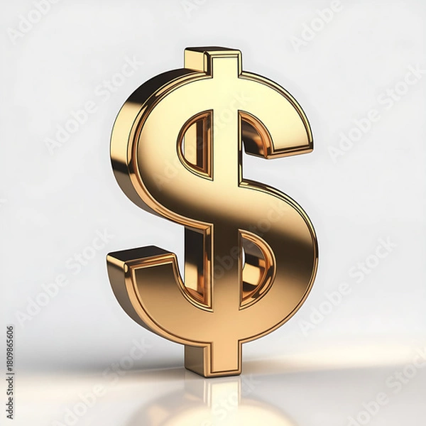 Obraz Golden dollar sign symbol on white background for money and finance business illustration