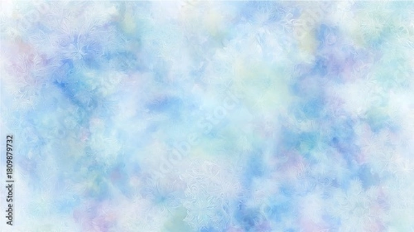 Obraz Soft Pastel Blue Snowflake Background with Gentle Abstract Elements