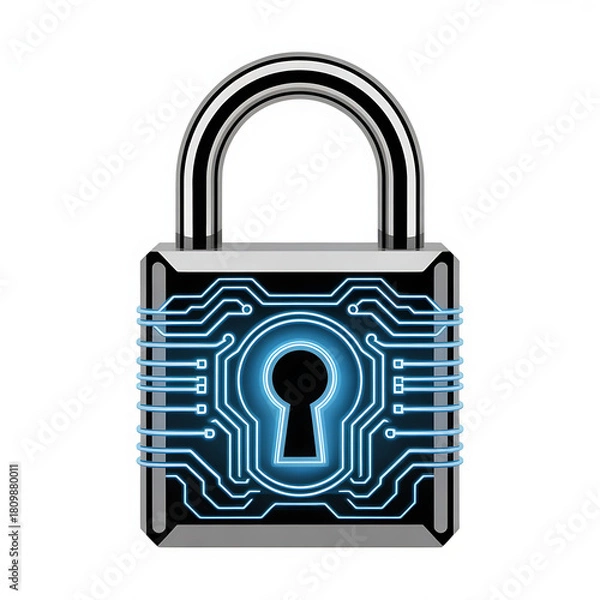 Obraz Metal padlock with key, a secure access icon for digital safety and web protection vector illustration