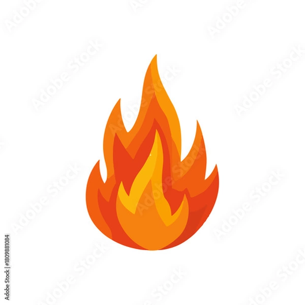 Fototapeta Stylized Fire Element on White Background Heat Icon