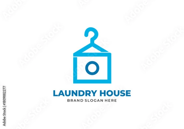 Fototapeta laundry house icon house symbol and clothes hanger logo vector