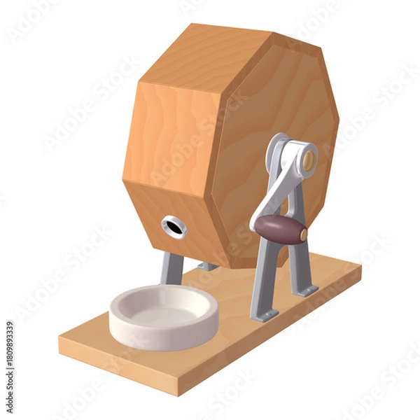 Obraz 催事・イベントのイラスト素材　ガラポン抽選器（1_3）　黄