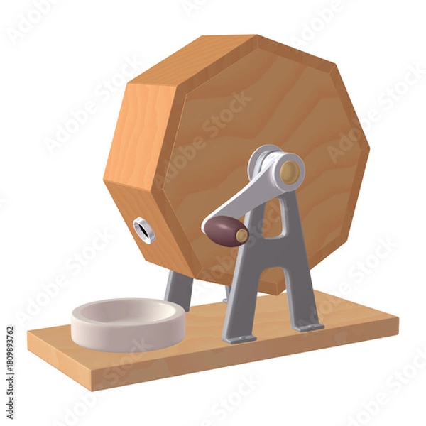 Obraz 催事・イベントのイラスト素材　ガラポン抽選器（1_5）　黄