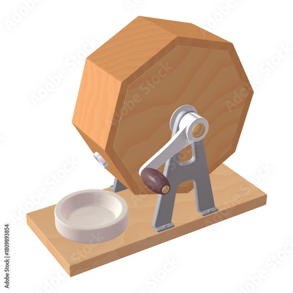 Obraz 催事・イベントのイラスト素材　ガラポン抽選器（1_6）　黄