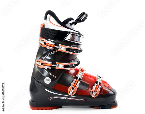 Fototapeta Ski boot isolate on white background