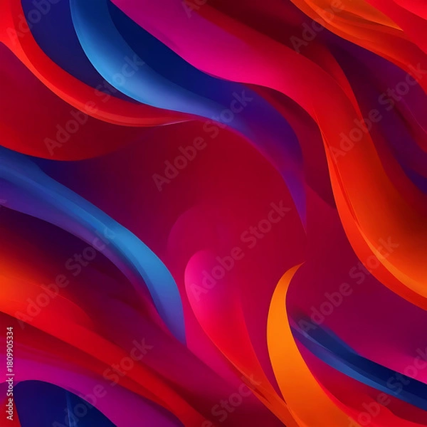 Fototapeta Vibrant Abstract Gradient Background – Red, Orange, Blue Fluid Waves.