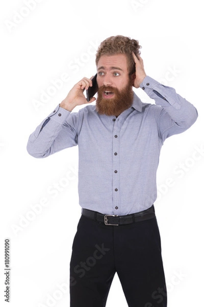 Obraz Surprised beard man