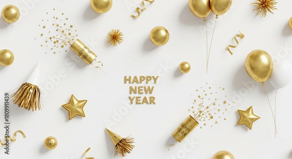 Obraz New years celebration background with gold elements