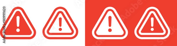 Fototapeta warning, alert, danger, caution, attention, hazard, sign, symbol, exclamation, mark, triangle, red, white, background, isolated, graphic, icon, safety, error, notification, information, concept, emerg