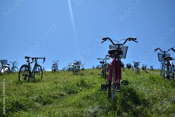 Obraz 自転車、山を登る