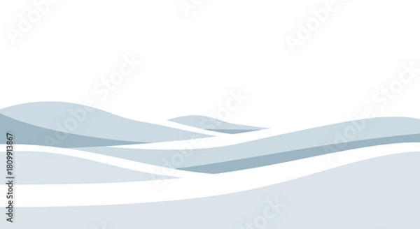 Fototapeta Minimalist abstract background with smooth, flowing light blue waves on a white backdrop.