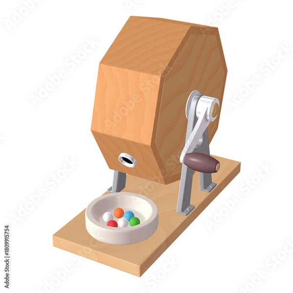 Obraz 催事・イベントのイラスト素材　ガラポン抽選器（1_2）　黄　抽選玉付