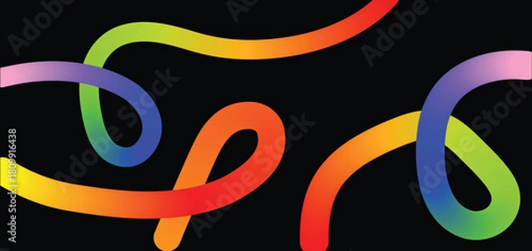 Obraz Intertwined Rainbow Gradient Ribbons Abstract Design colorful