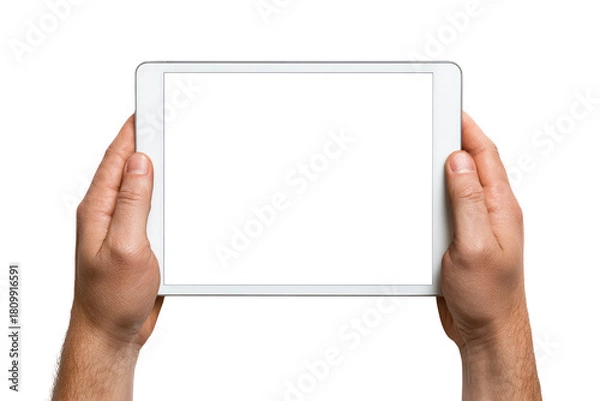 Obraz Hands holding a tablet with a blank screen (4)