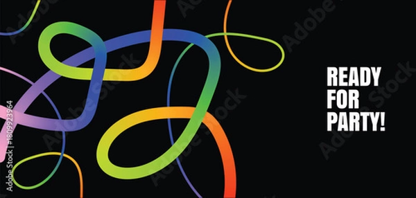 Obraz Abstract Colorful Swirls with Text on Black Square lines curves