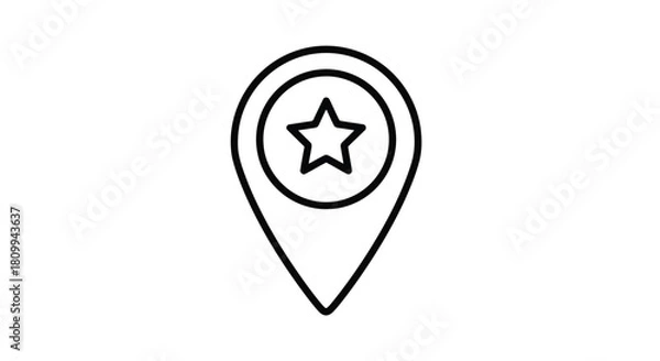 Fototapeta Star inside location pin icon for mapping apps