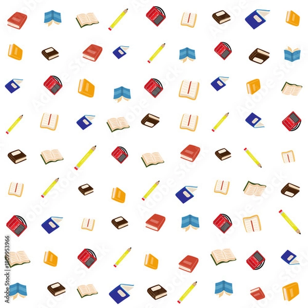 Obraz Seamless School Books & Pencil Pattern Background