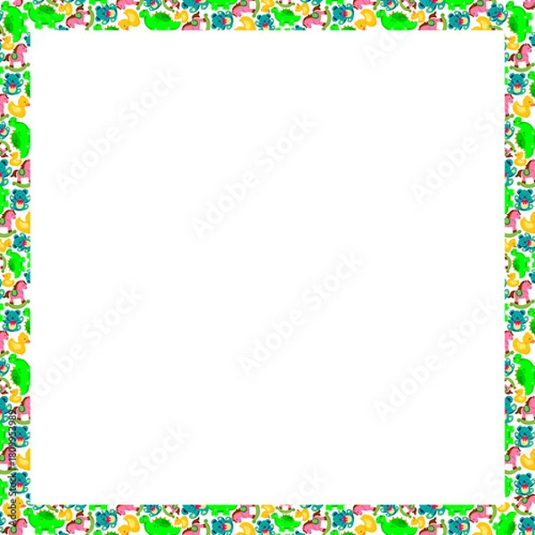 Obraz Cute Cartoon Animal School Border Frame