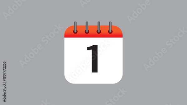 Fototapeta Flat Design Calendar Icon Vector Illustration (Date, Time Management, Schedule Symbol)