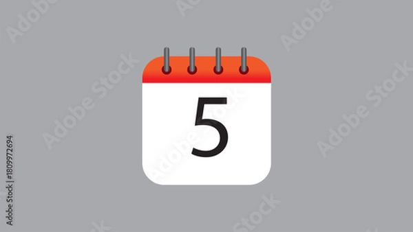 Fototapeta Flat Design Calendar Icon Vector Illustration (Date, Time Management, Schedule Symbol)