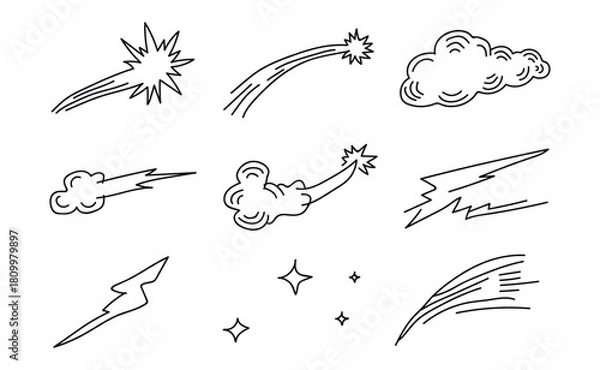 Obraz Dynamic hand drawn comic speed lines and motion effects for creative projects