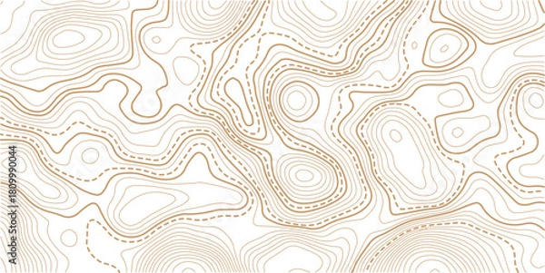 Obraz Topographic map contour background. Topo with elevation. The concept of a conditional geography scheme and contour line map image.Geographic mountain relief diagram line wave carve pattern.