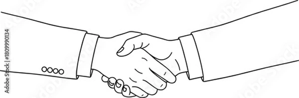 Fototapeta Line art handshake illustration representing agreement, partnership, business cooperation, trust, teamwork, corporate deal, professional collaboration, unity, contract success concept