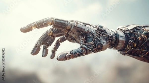 Obraz Close up of mechanical arm intricate design representing future technology