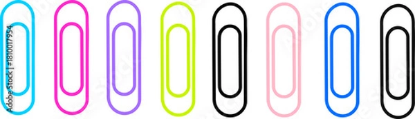 Fototapeta Colorful Paperclip Icon Set – Neon & Pastel Minimal Line Icons Collection