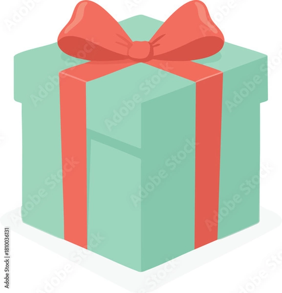 Fototapeta A mint-green gift box with a large red bow stands as a cheerful symbol of giving and celebration