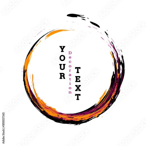 Fototapeta Brushstroke circle on a white background. Multicolored brushstrokes. Design template for banners, posters, booklets, covers