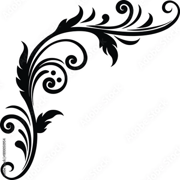 Obraz Elegant decorative corner flourish in classic black for refined ornamental design Vector illustration