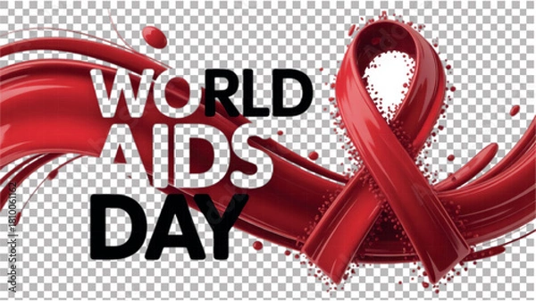 Obraz World AIDS Day Ribbon Shape Emblem.