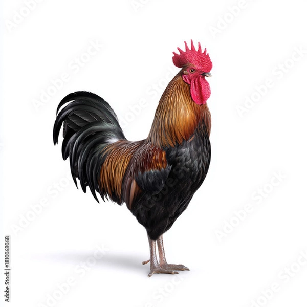 Obraz Elegant black rooster with red comb