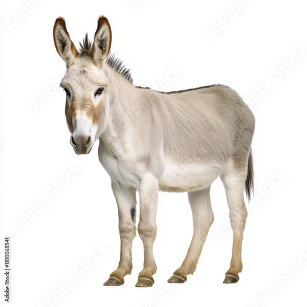 Obraz White donkey standing isolated on white