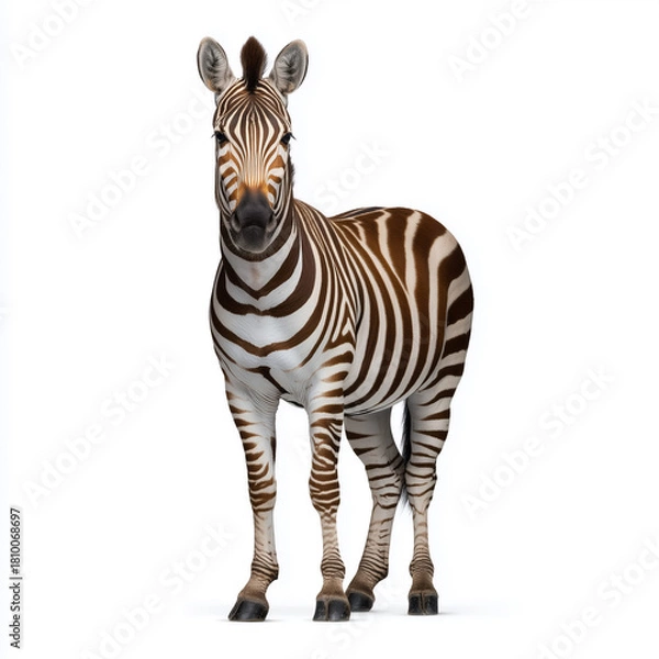 Obraz Zebra facing forward on white background