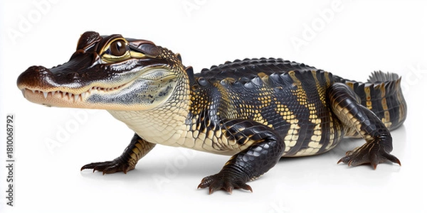 Obraz Alligator lying isolated on white background