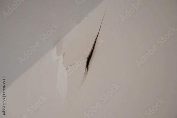 Fototapeta Corner Wall Crack Showing Construction Defect