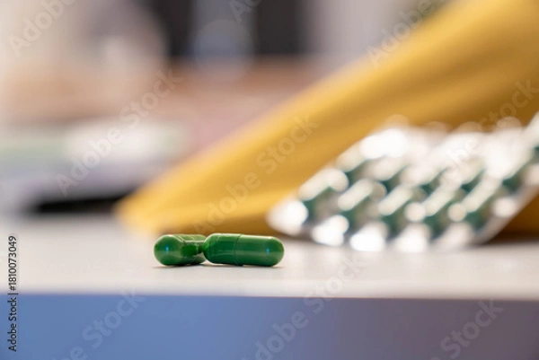 Obraz Herbal Supplements with Blister Pack and Fruit