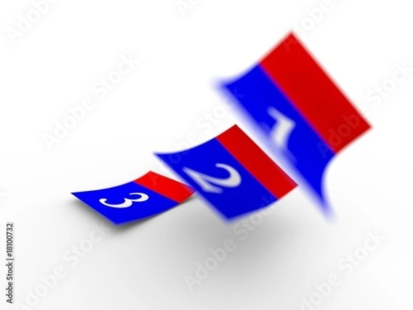 Obraz Defocused numbers on paper flying away