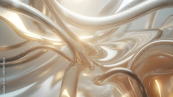 Obraz Elegant bronze abstract background with flowing curved lines smooth shapes for your design concept with bright reflections on surface