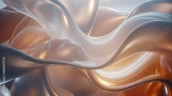Obraz Golden abstract background with flowing curved lines smooth surface for your design concepts and creative ideas with reflections on shapes