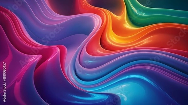 Obraz Vibrant colored abstract background with rainbow gradient wavy lines smooth surface for design concept and creative ideas with flowing shapes