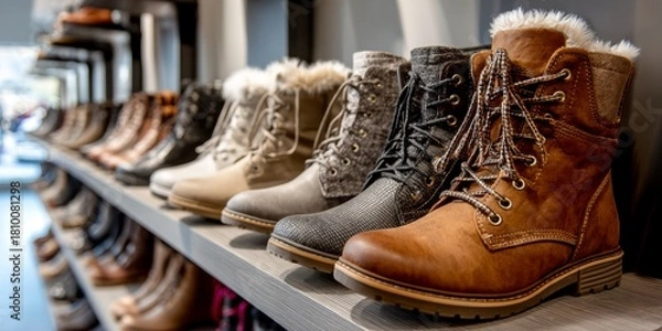 Obraz Close-up of women's boots  on a store counter