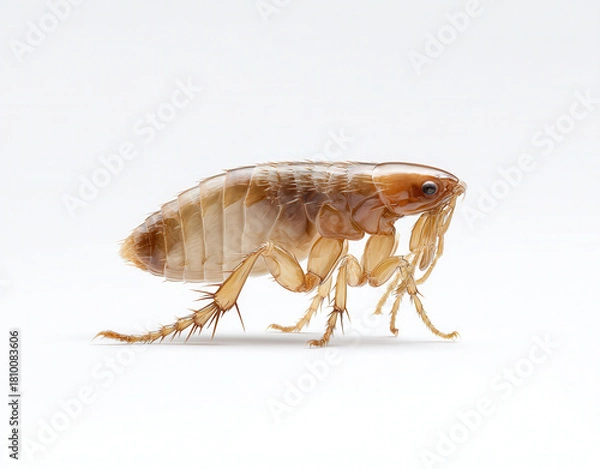 Fototapeta Detailed close-up of a flea showcasing its unique features and structure in a laboratory setting