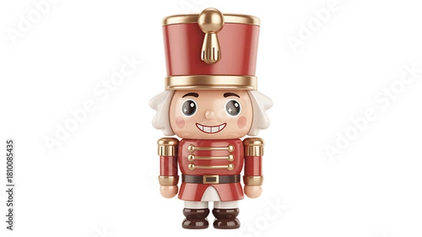 Obraz Christmas toy robot and soldier 3D render cute holiday illustration