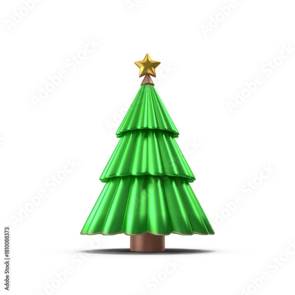 Fototapeta 3D Christmas Tree with Transparent Background