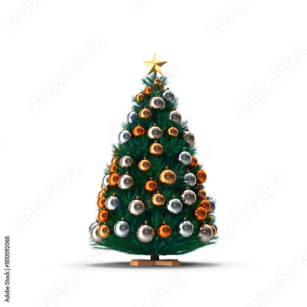 Fototapeta 3D Christmas Tree with Transparent Background