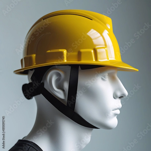 Fototapeta Safety first with this bright yellow hard hat gear